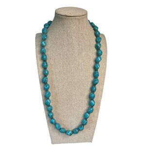 Vintage 90s Chunky Faux Turquoise Nugget Necklace with Toggle Clasp